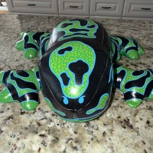 Green Frog Plush Stuffed Animal the outside is a leather‎ like material 4932